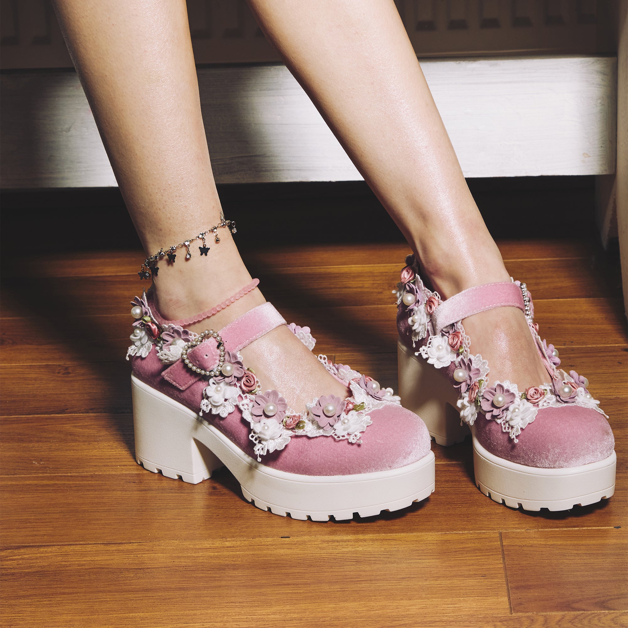 Pink Mary Jane Shoes for Women - Fairy Powder Edition | Comfortable & Stylish Flats for Casual Wear, Work, and Special Occasions