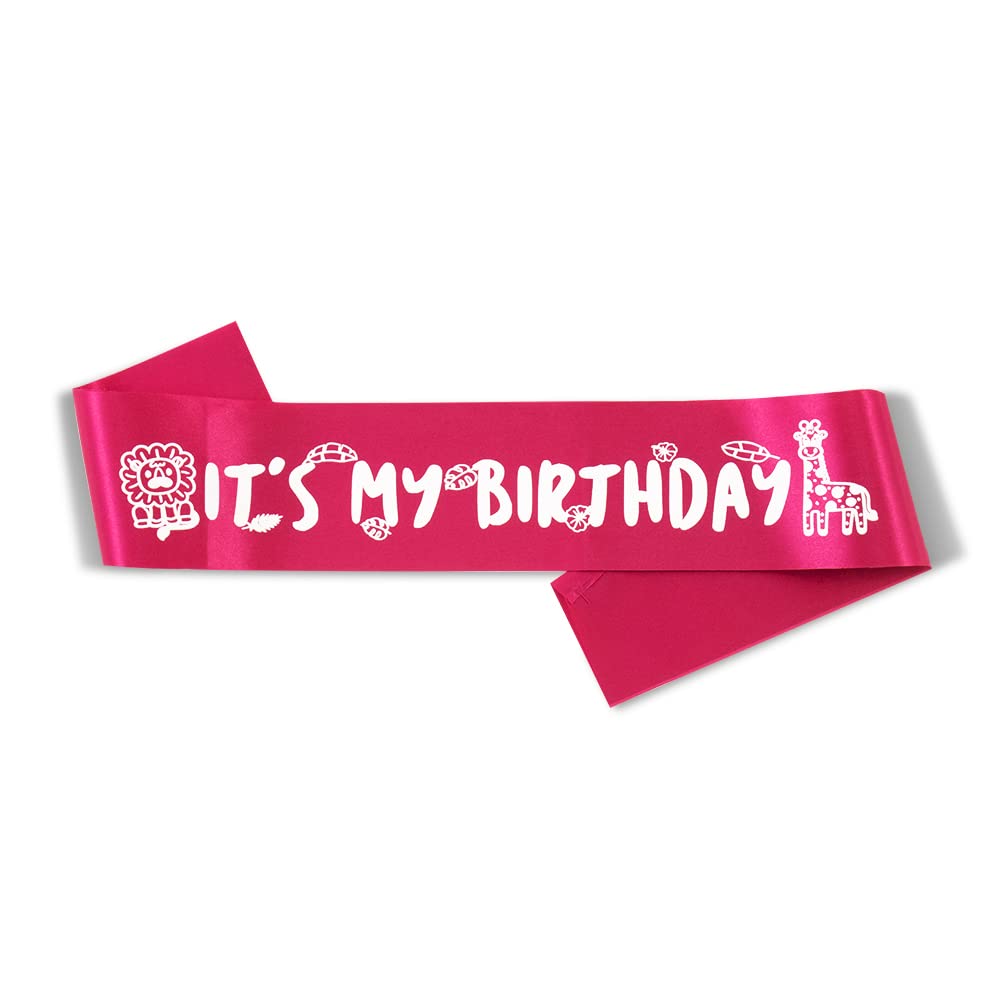 Jungle Theme Birthday Party Sash - 'It's My Birthday' Personalized Sash for Birthday Boy & Girl - Rose Gold Party Decorations & Favors - Perfect for Jungle Themed Birthday Parties, Baby Showers & Special Celebrations