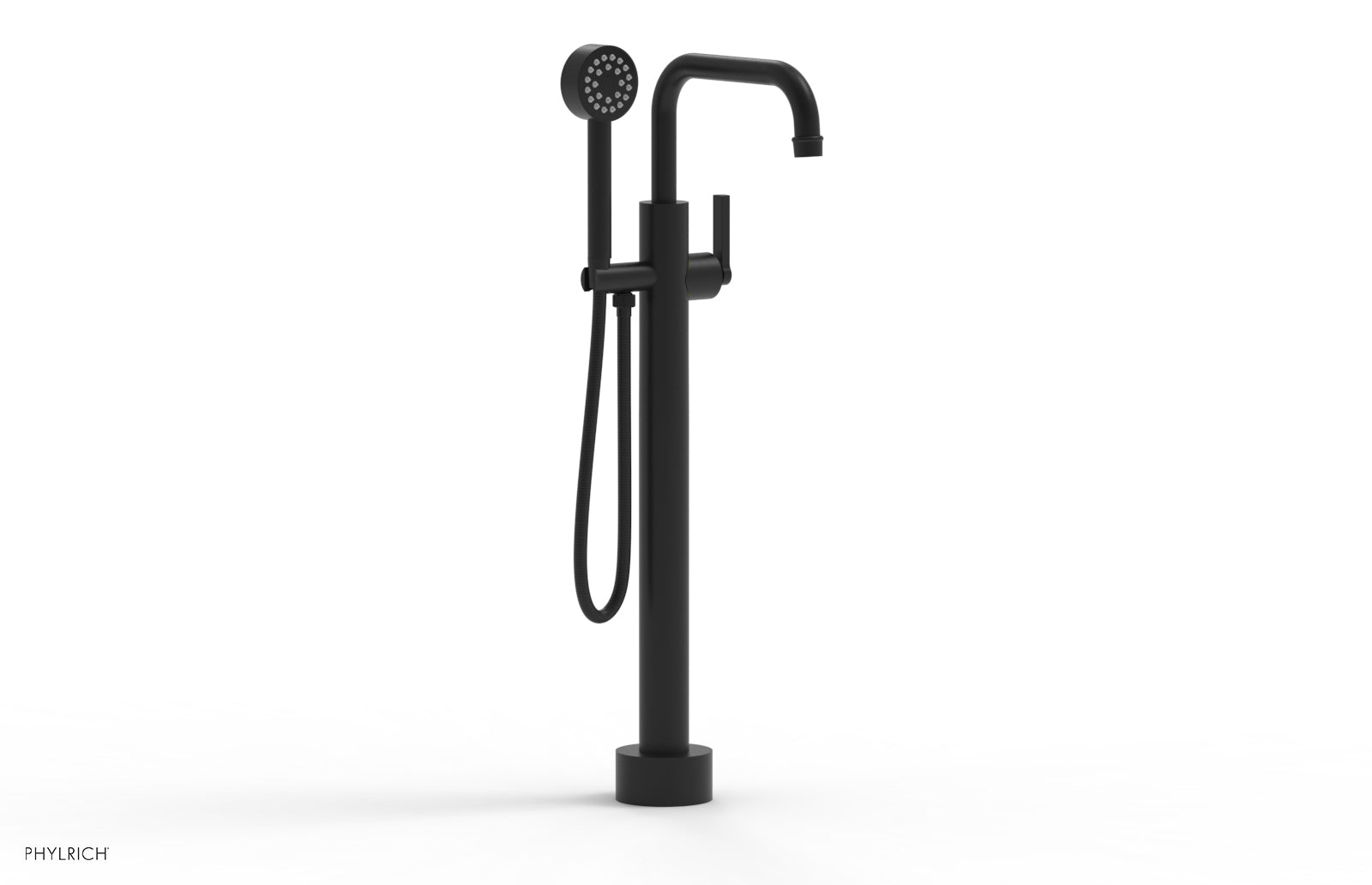 HEX MODERN Low Profile Floor Mount Tub Filler with Lever Handle & Hand Shower - Model 5015503 - Perfect for Modern Bathroom Renovations and Spa-Like Showers