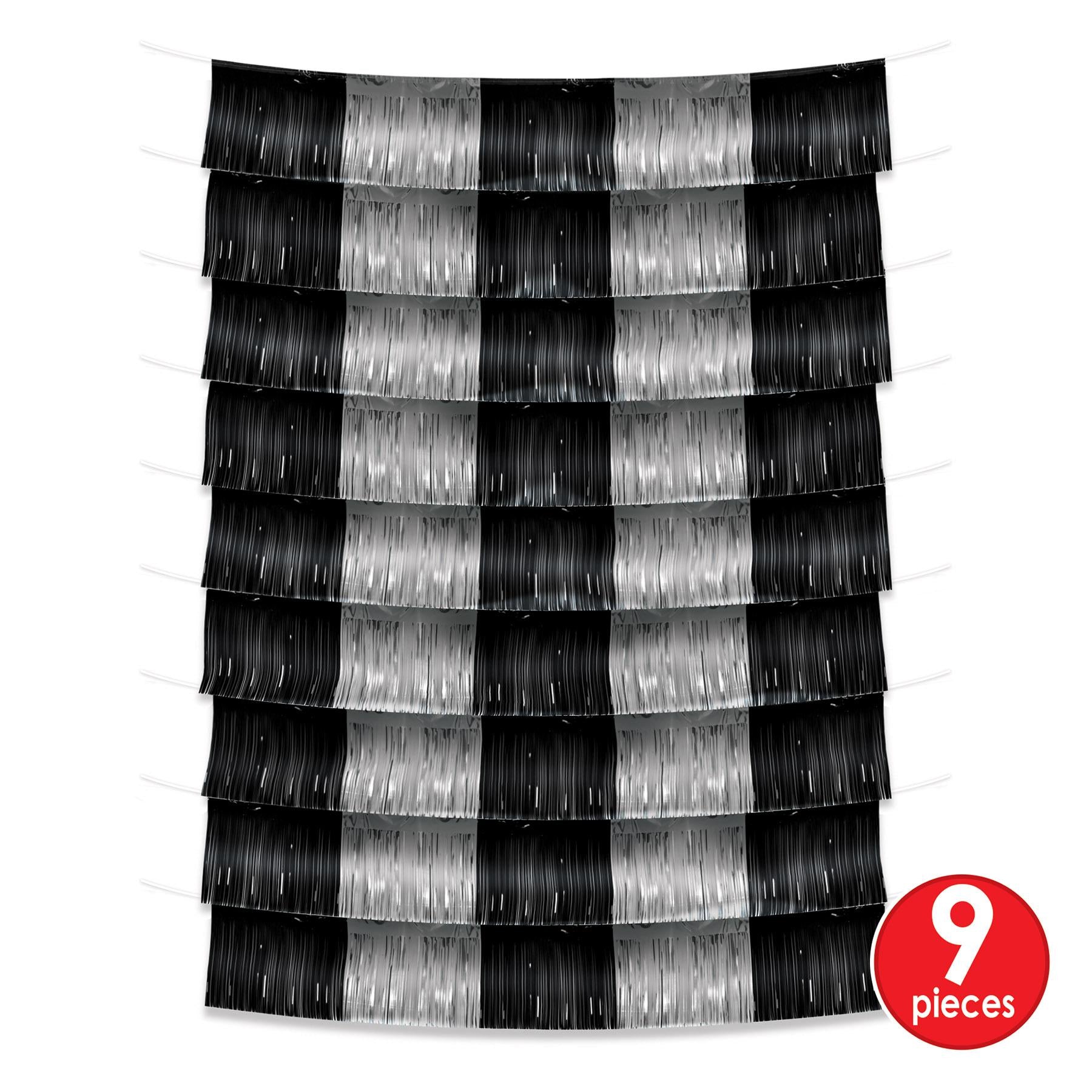 12 Pack Beistle Black and Silver Metallic Party Fringe Garland Backdrop - Perfect for Birthday, Wedding, Baby Shower & Holiday Decorations