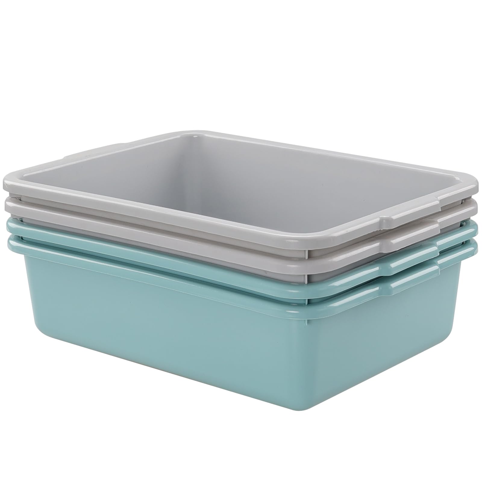 14L Commercial Bus Tub - Heavy Duty Plastic Wash Tub Dishpan (4 Pack) - Ideal for Restaurants, Catering & Commercial Dishwashing