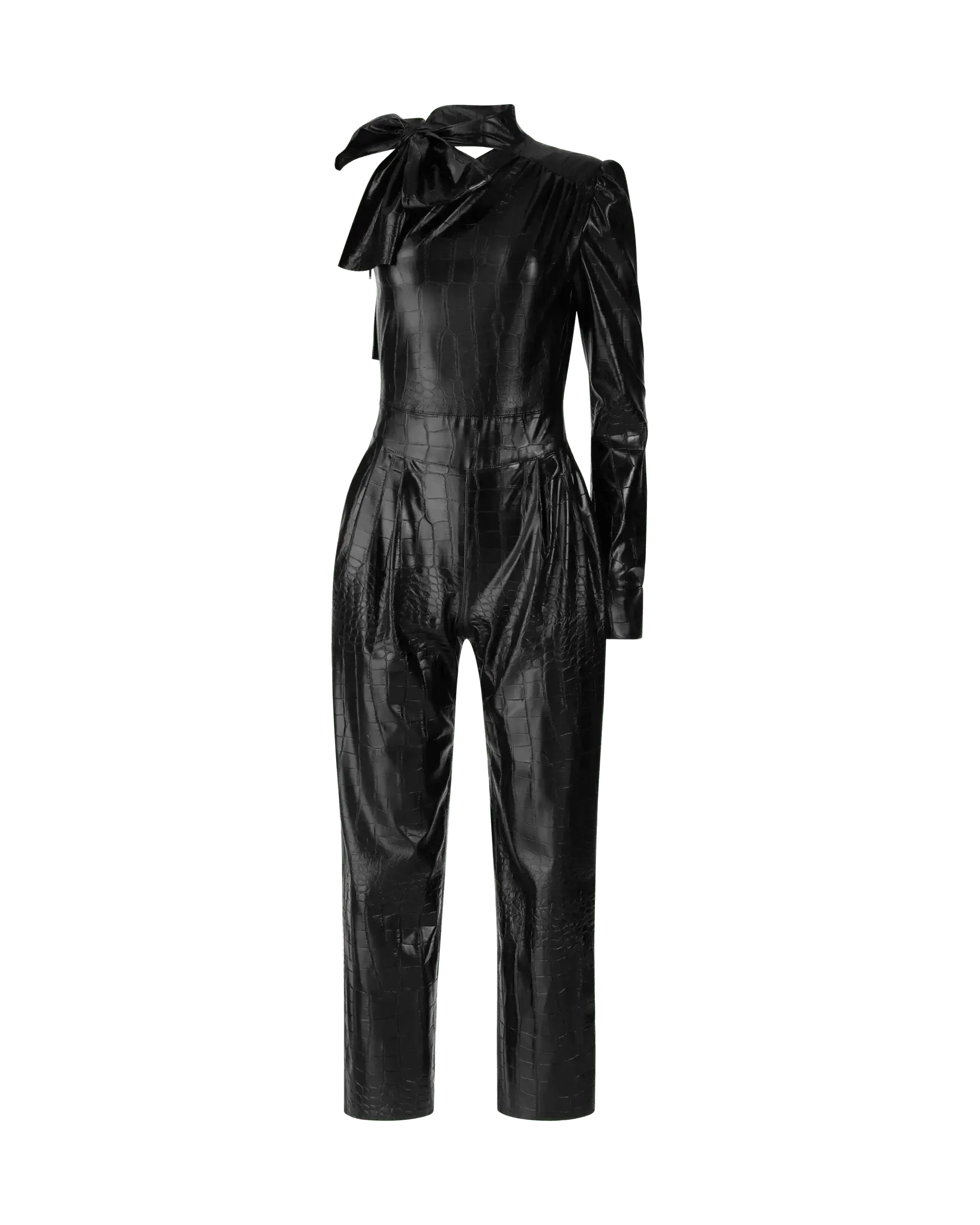 Stylish Crocodile Print Faux Leather Jumpsuit for Women - Trendy One-Piece Outfit for Party, Night Out & Special Occasions