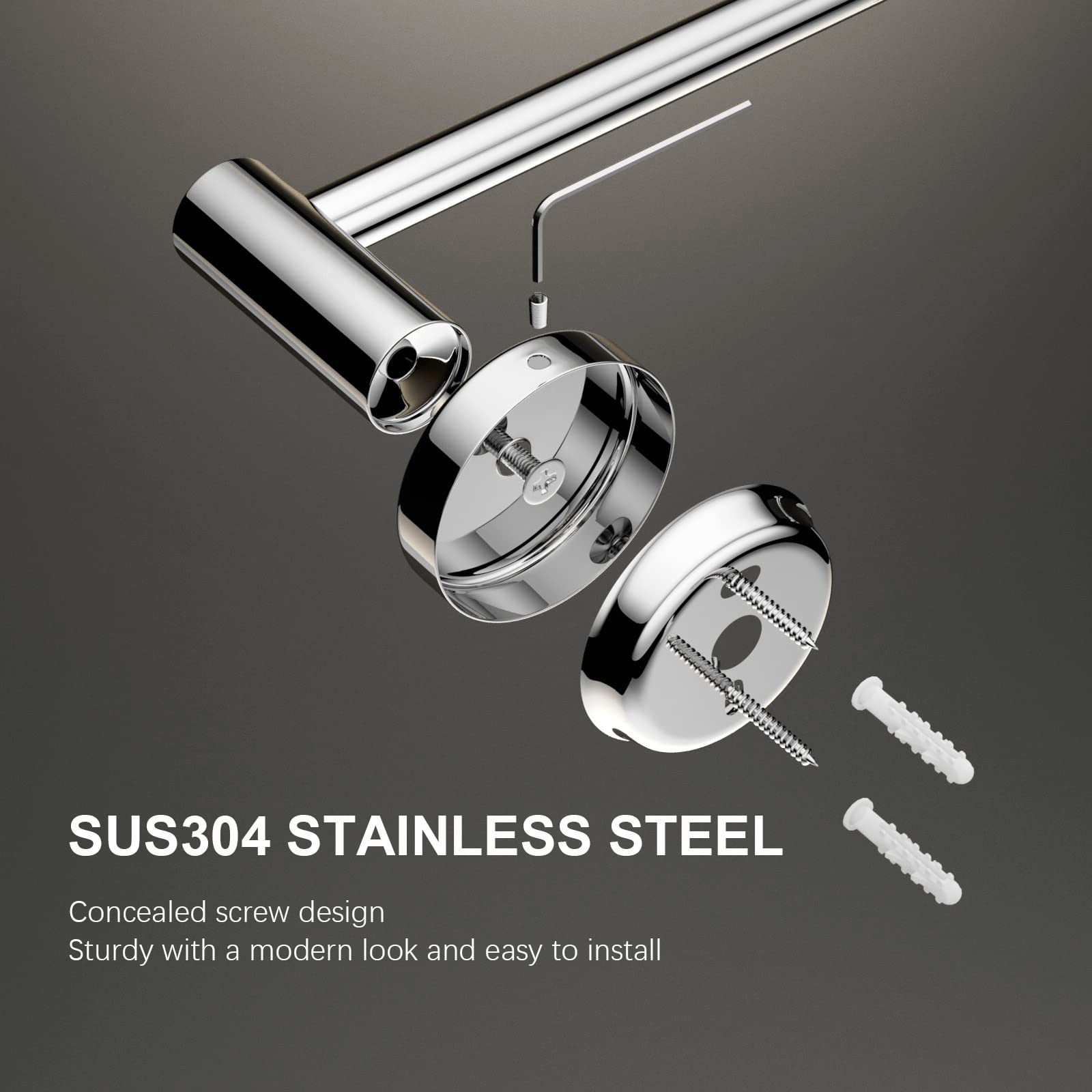 Adjustable Polished Chrome Towel Bar 16-27.6 Inch - iMomwee 304 Stainless Steel Bathroom Towel Rack - Wall Mounted Retractable Towel Rod with S Hooks - Perfect for Small Bathrooms, Vanities & Spa-Style Showers