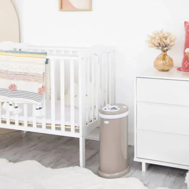 Ubbi Steel Diaper Pail - Odor-Containing Baby Diaper Disposal System, Taupe Color | Perfect for Nursery, Daycare & Home Use