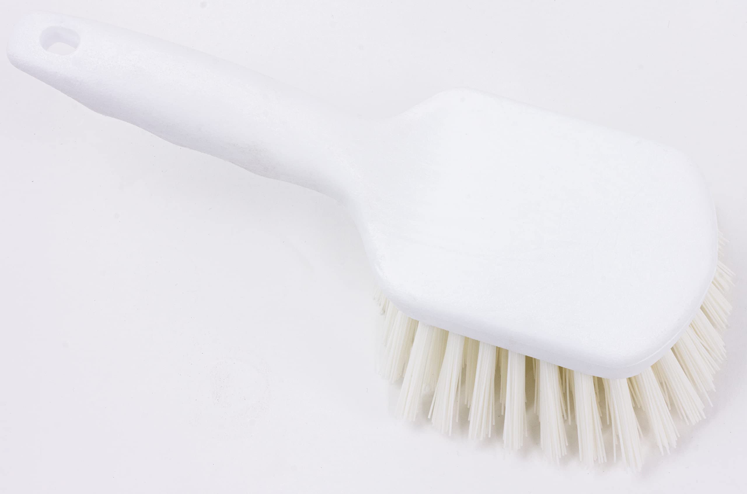 SPARTA 40541EC02 Heavy Duty Plastic Scrub Brush - 8 Inch White Utility Cleaning Brush with Hanging Hole for Kitchen, Bathroom, Garage & Outdoor Use