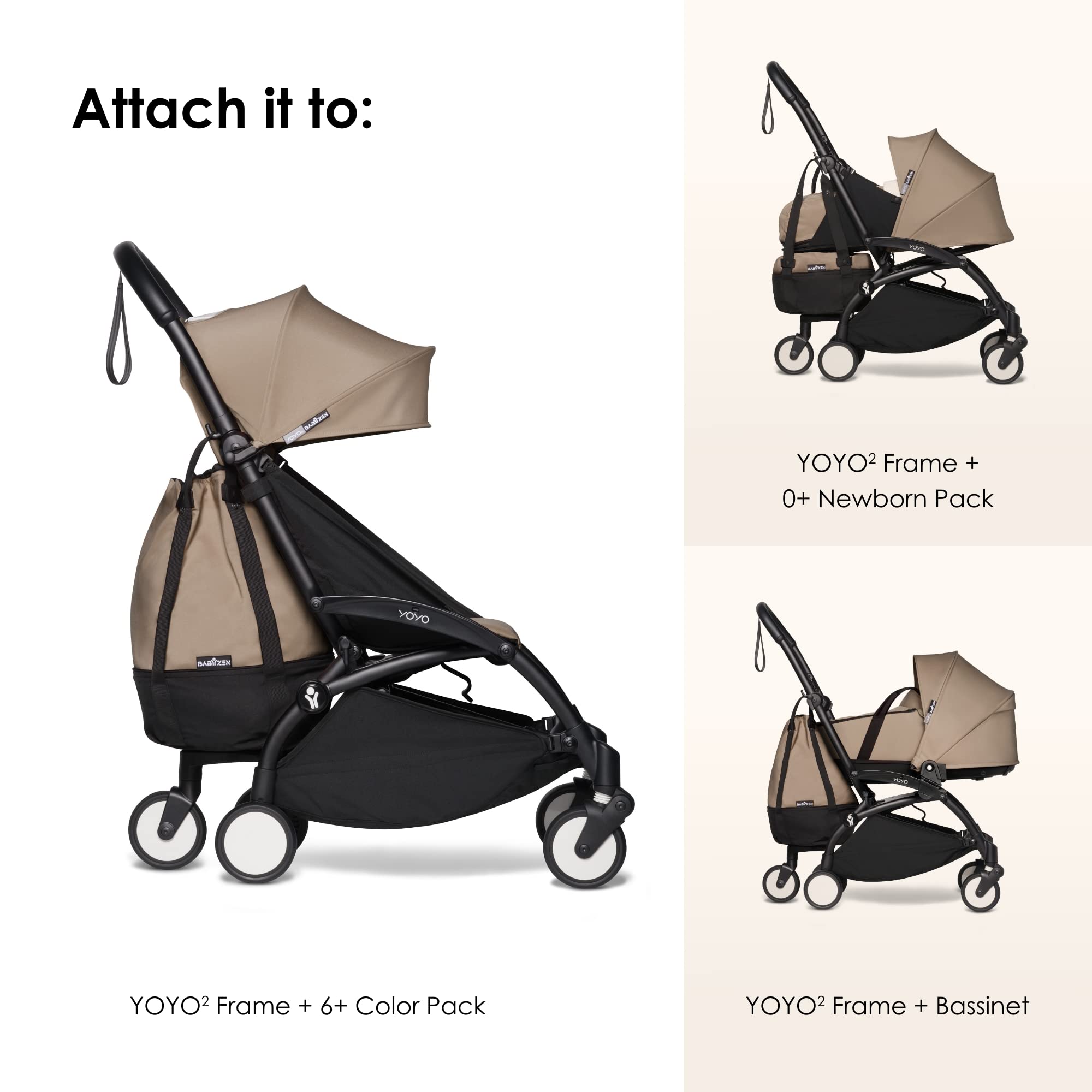 BabyZen YOYO Stroller Bag in Taupe - Extra Storage for YOYO2 Stroller with Wheel Base & Hooks - Perfect for Diapers, Toys & Essentials on the Go