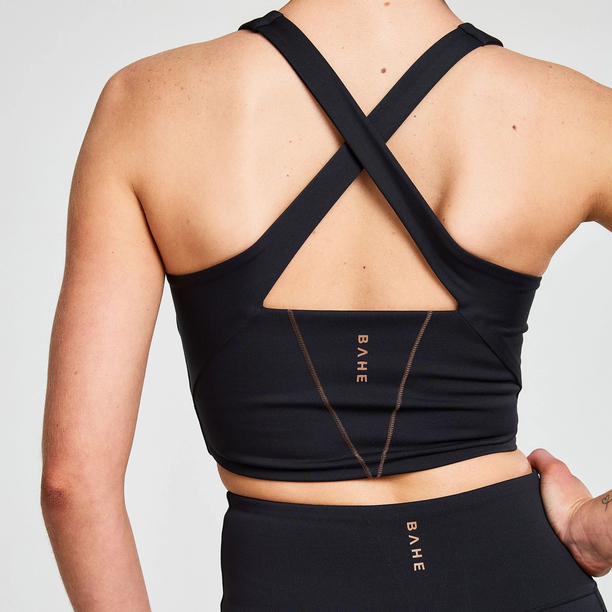 BAHE Attune Cross Back Top for Women - Stylish Black Workout Shirt for Yoga, Running & Gym | Comfortable & Breathable Fitness Apparel