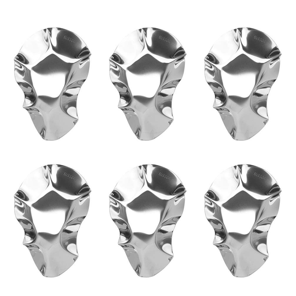 HEMOTON 6-Piece Stainless Steel Oyster Shell Dishes - Premium Sauce Bowls for Seasoning, Dipping & Serving - Perfect for Seafood, Sushi, Appetizers & Party Plating (Silver)