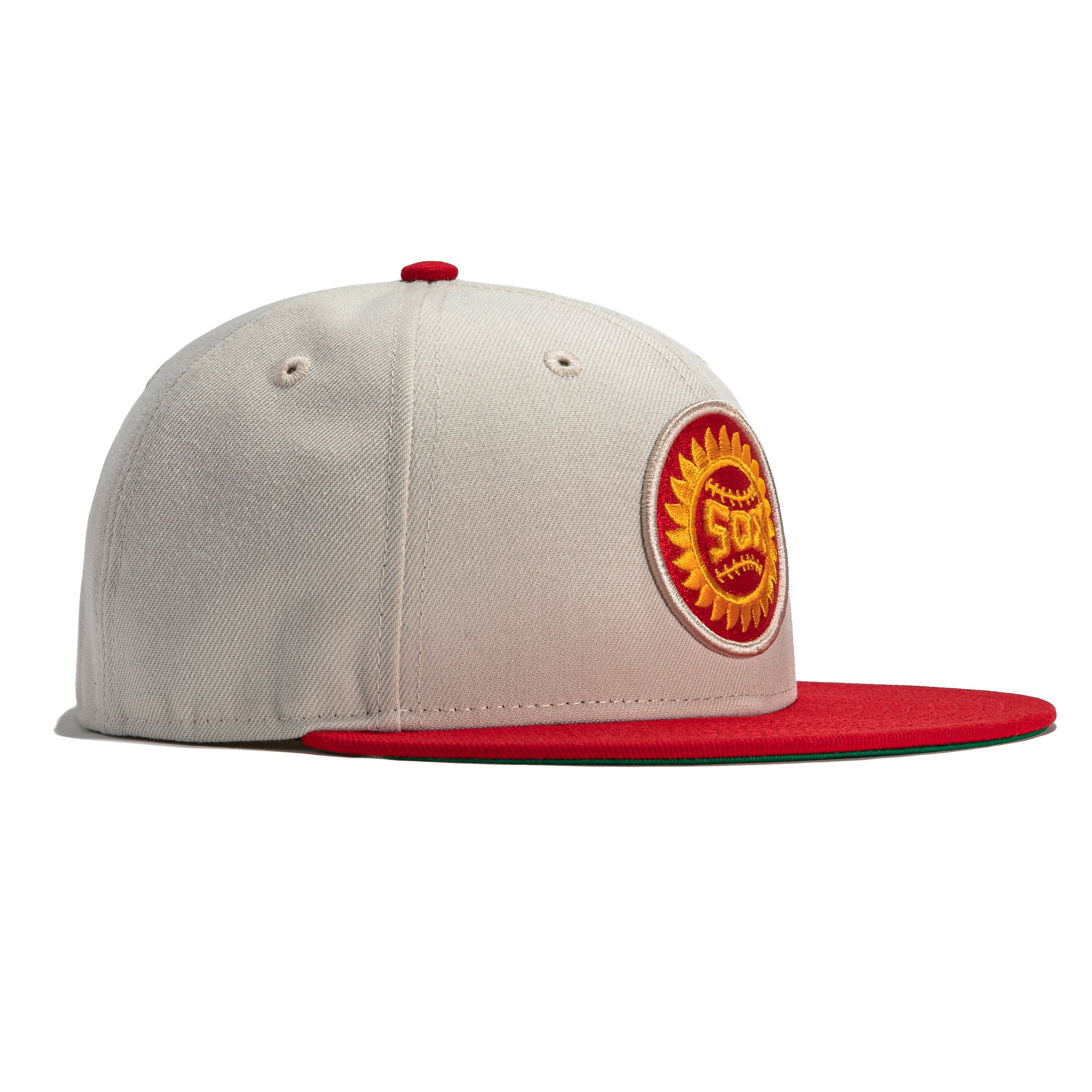 New Era 59Fifty Fresno Sun Sox Baseball Cap - Adjustable Stone & Red Snapback Hat for Men & Women | Perfect for Baseball Games, Outdoor Sports & Streetwear Fashion