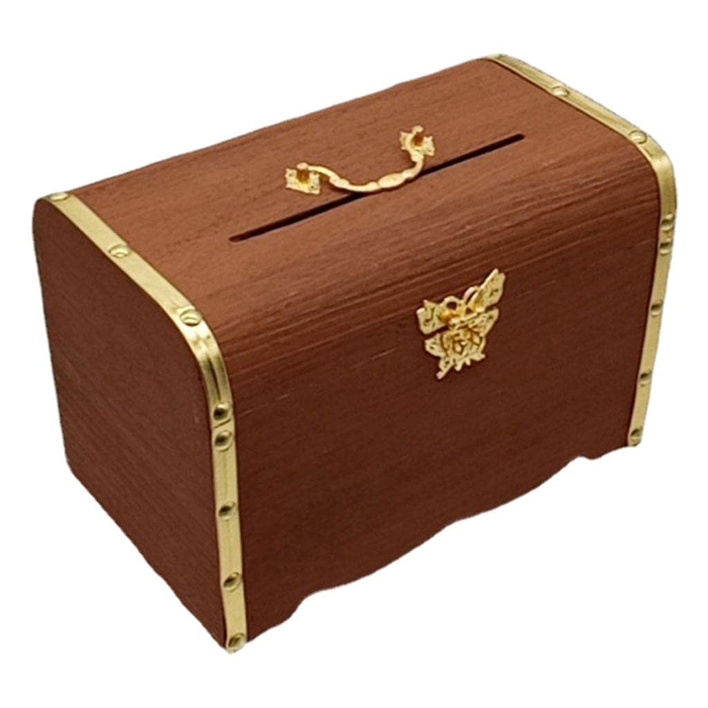 Vintage Wooden Piggy Bank with Lock & Keys - Money Saving Box for Kids & Adults, 25x15x17cm - Perfect for Birthday Gifts, Home Decor, and Teaching Children Financial Responsibility