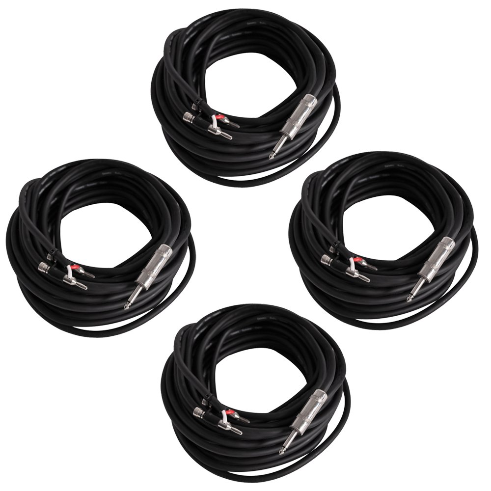 Seismic Audio BS12Q50 4-Pack 50ft Professional Speaker Cable - 12 Gauge 2 Conductor Banana to 1/4 Inch Connectors for PA Systems, Studio Monitors & Live Sound Equipment - Perfect for DJs, Musicians & Audio Engineers