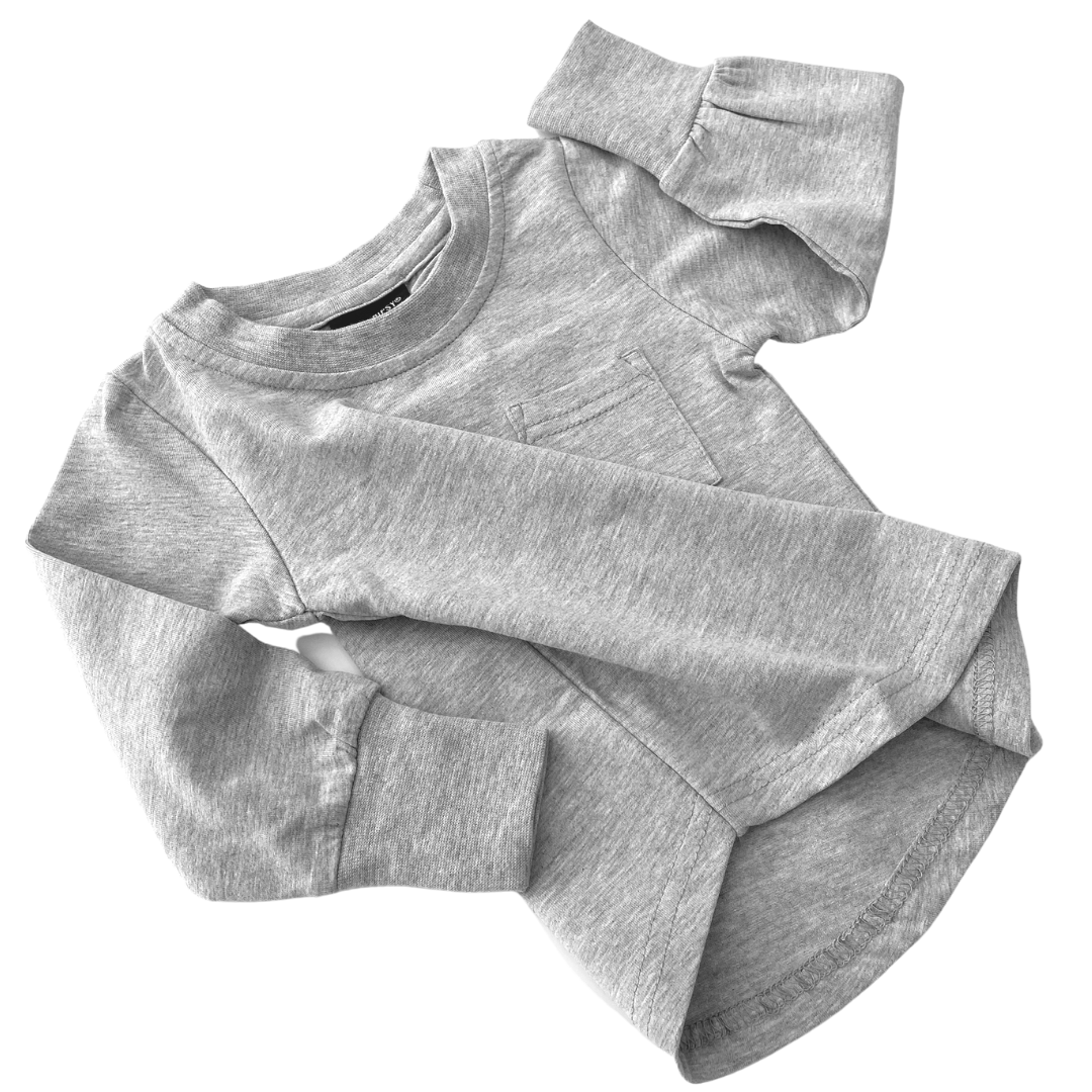 Men's Long Sleeve Pocket T-Shirt - Soft Cotton Casual Shirt (Grey) - Perfect for Work, Travel & Everyday Wear