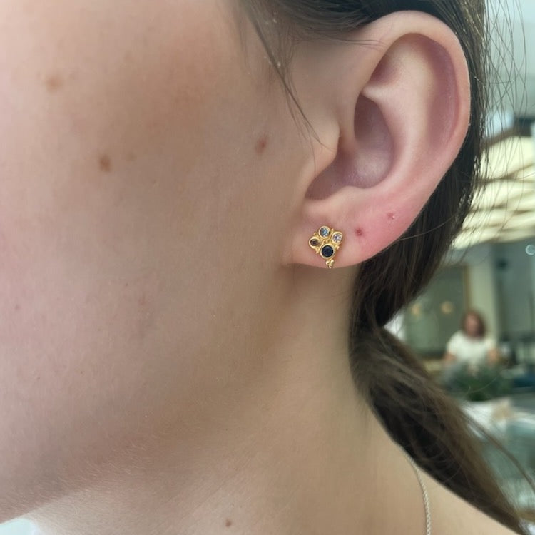 Royalty Studs Earrings for Women - 14K Gold Plated Cubic Zirconia Stud Earrings - Perfect for Parties, Weddings & Everyday Elegance