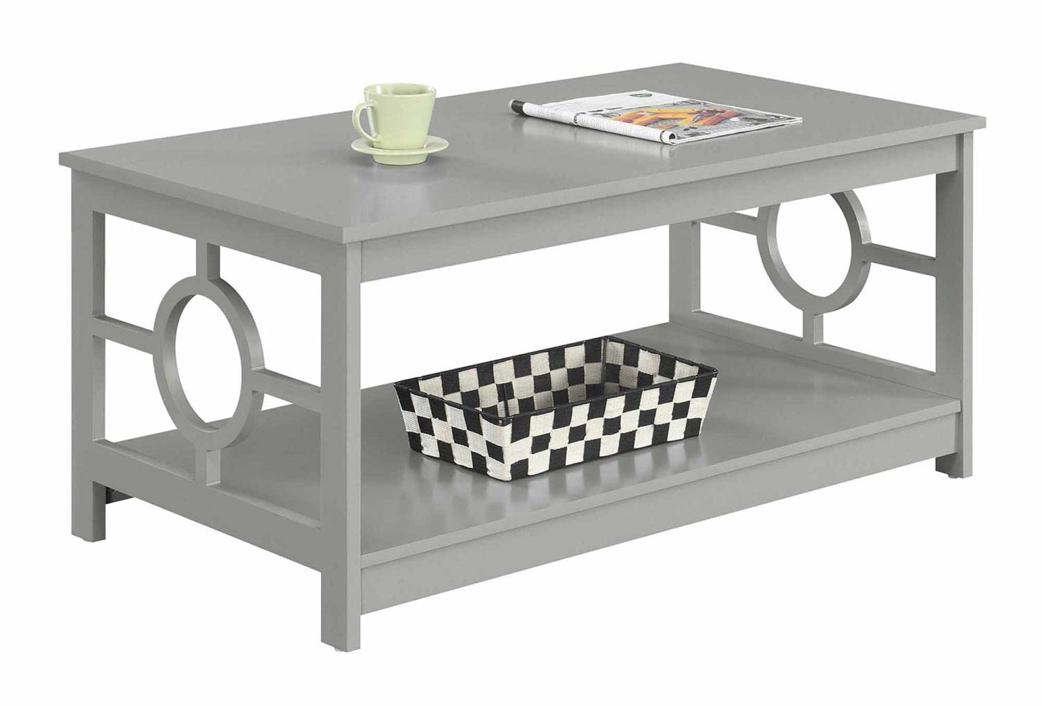 Convenience Concepts Modern Gray Ring Coffee Table - Stylish Living Room Furniture for Small Spaces, Home Decor & Entertainment Areas