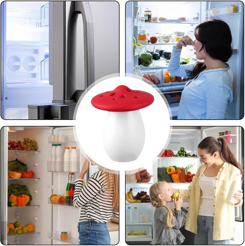 Natural Mushroom-Shaped Baking Soda Holder for Refrigerator - Eco-Friendly Fridge Deodorizer Container, Odor Eliminator & Smell Remover (1 Pack) - Perfect for Kitchen, Pantry & RV Refrigeration