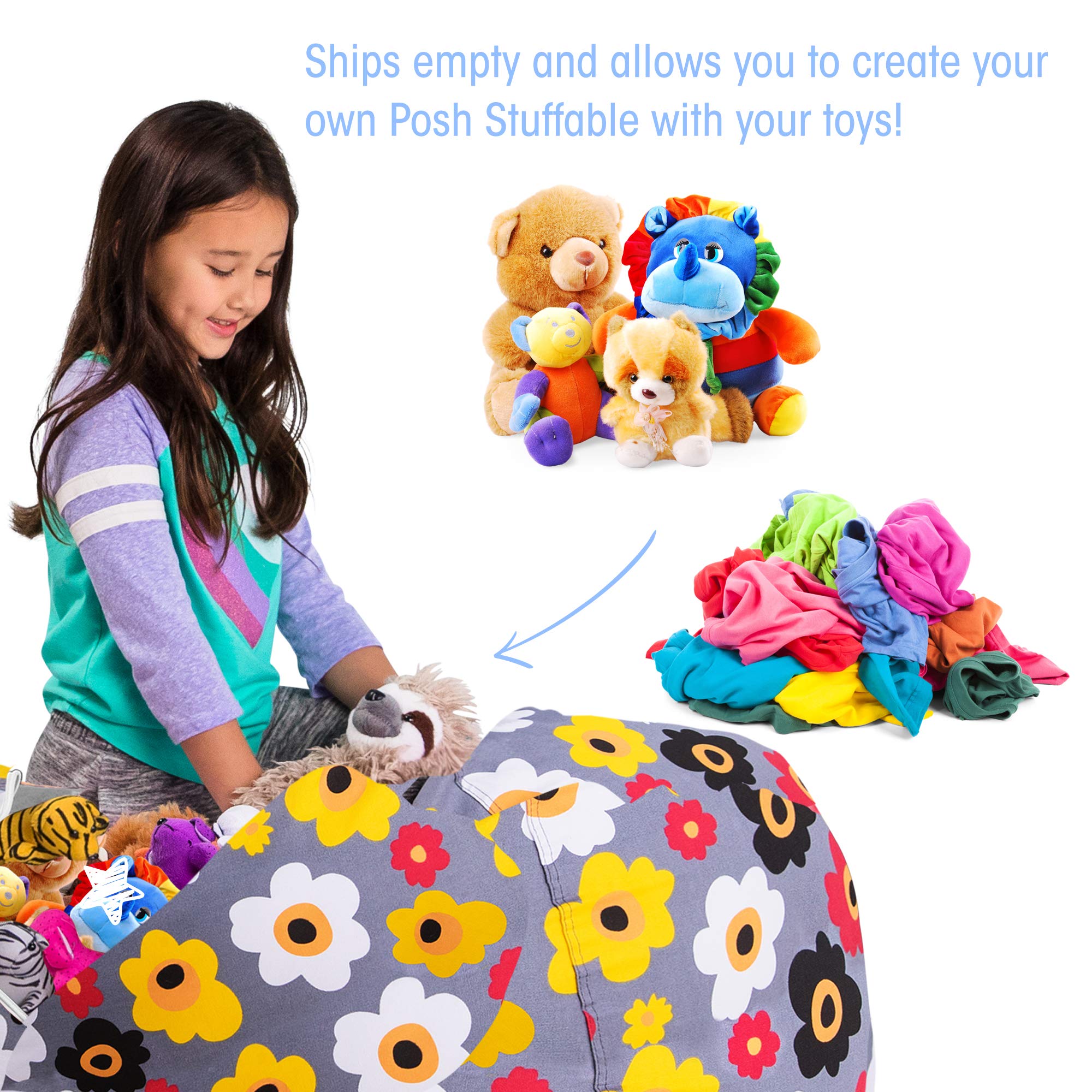 Posh Kids Stuffed Animal Storage Bean Bag Chair Cover - Large 48