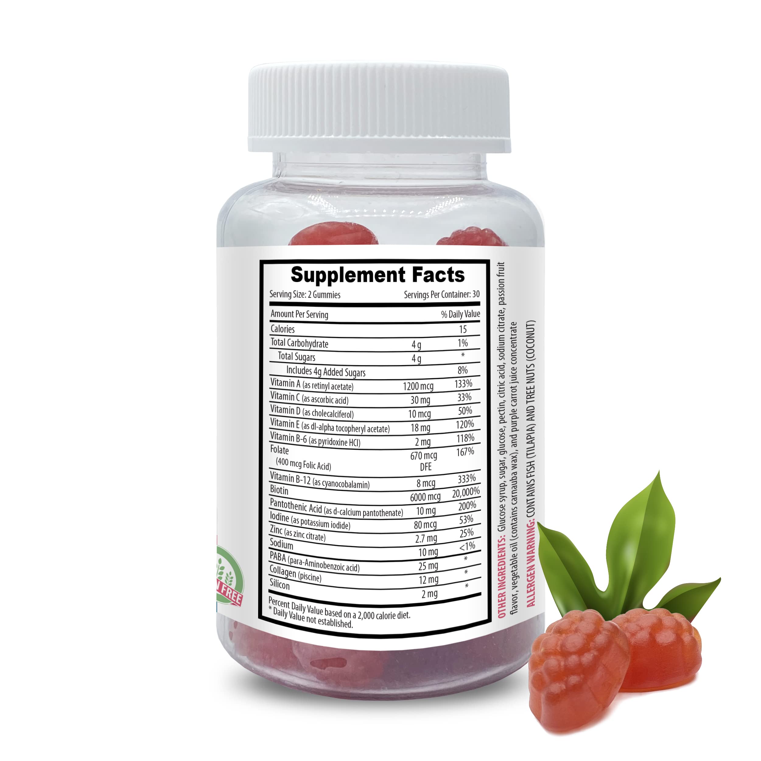 Premium Biotin Gummies for Hair Growth, Skin & Nails - Vegan, Gluten-Free, Non-GMO Vitamins with Collagen - Women's Beauty Supplement for Fine Lines & Anti-Aging (2 Bottles, 120 Gummies) - Perfect for Daily Beauty Routine & Healthy Lifestyle