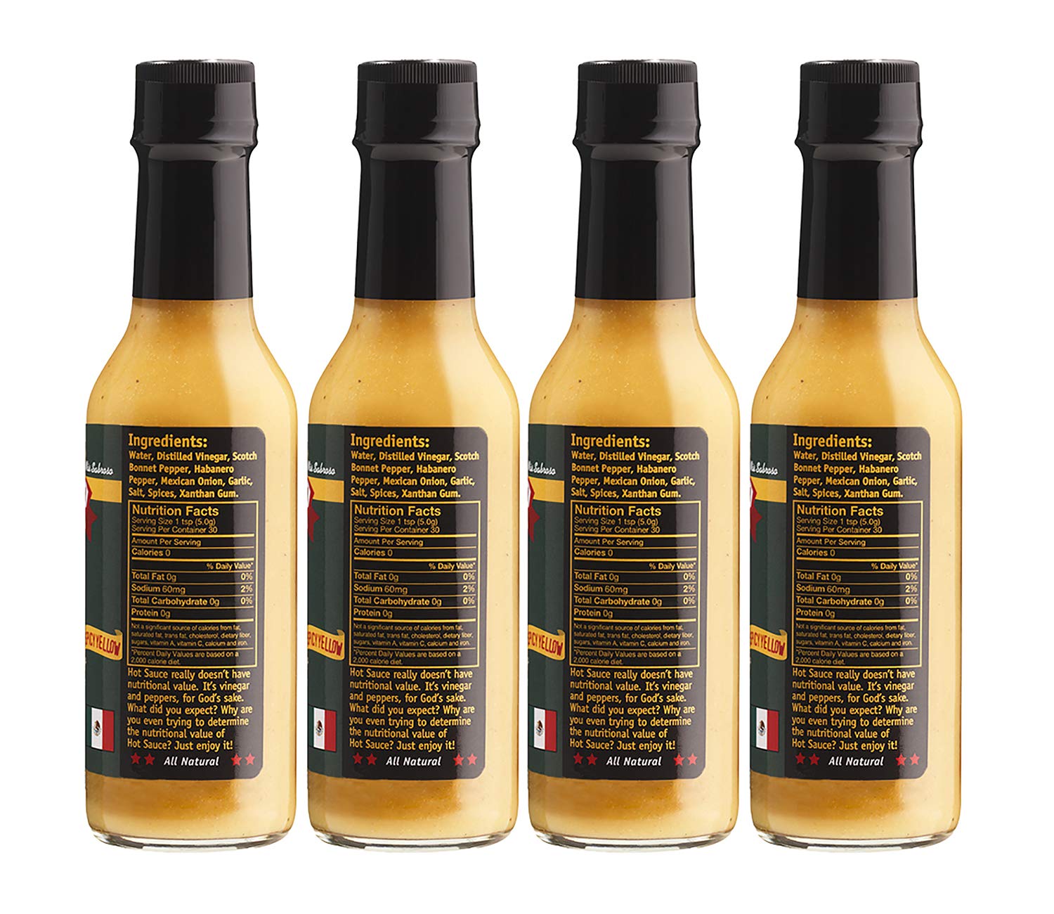 Gringo Bandito Hot Sauce - Spicy Yellow Hot Sauce, 5oz (Pack of 4) | Premium Mexican Hot Sauce for Tacos, Wings & Burgers | Vegan & Gluten-Free
