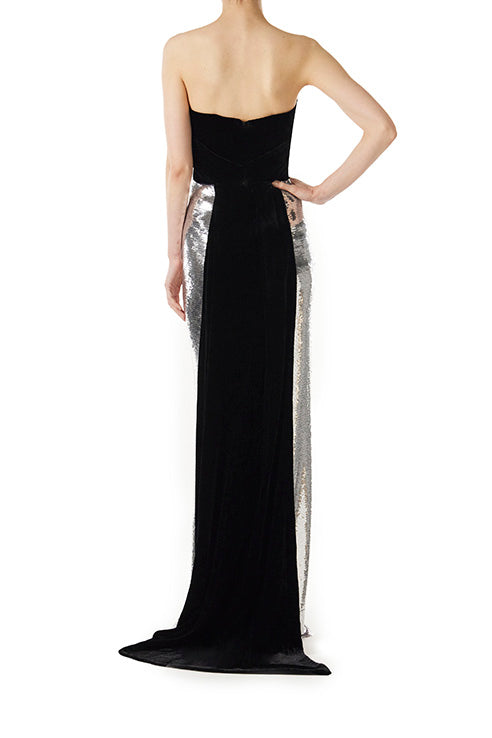 Strapless Sequin Velvet Evening Gown for Women - Elegant Formal Dress for Prom, Wedding & Special Occasions