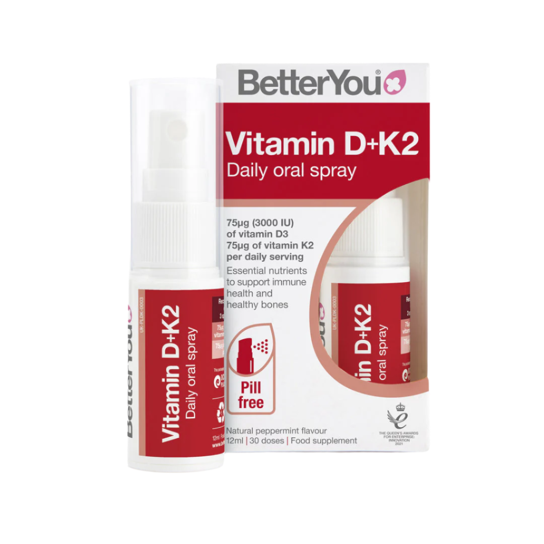 BetterYou Vitamin D3 3000 IU + K2 Oral Spray - Fast Absorption Immune & Bone Support Supplement - Easy-to-Use for Home, Travel & Daily Wellness Routine