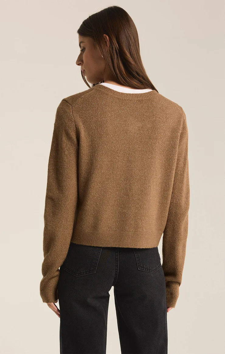 Z Supply Women's Metallic Cardigan in Campfire - Stylish Layering Piece for Fall & Winter Outfits, Perfect for Casual Wear, Office, and Date Nights
