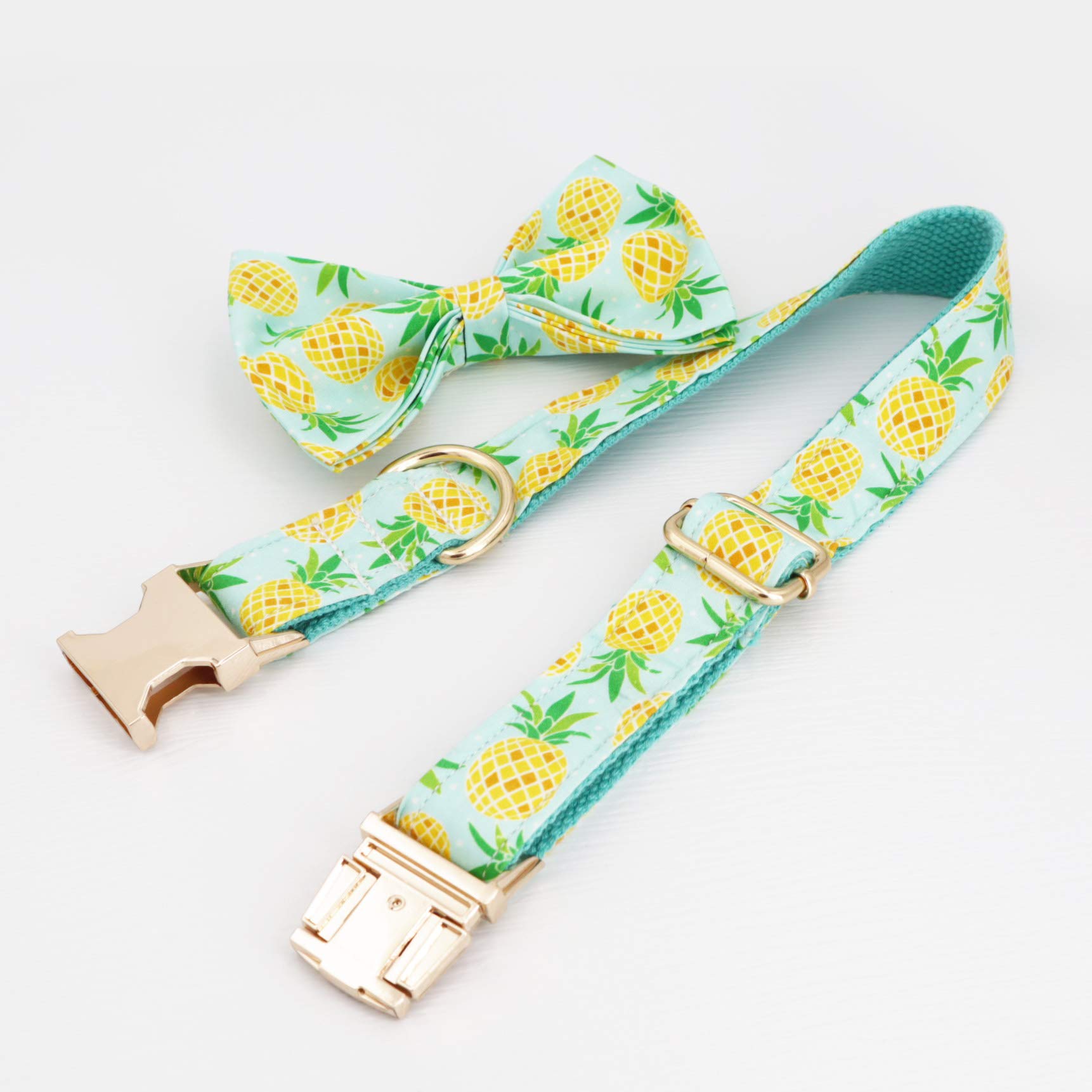 Pineapple Dog Collar with Bow - Adjustable Pet Collar for Small Dogs XS - Perfect for Weddings, Parties & Special Occasions