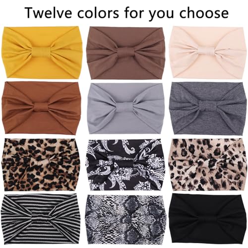 Headbands Color-12 Pcs Solid colors and prints