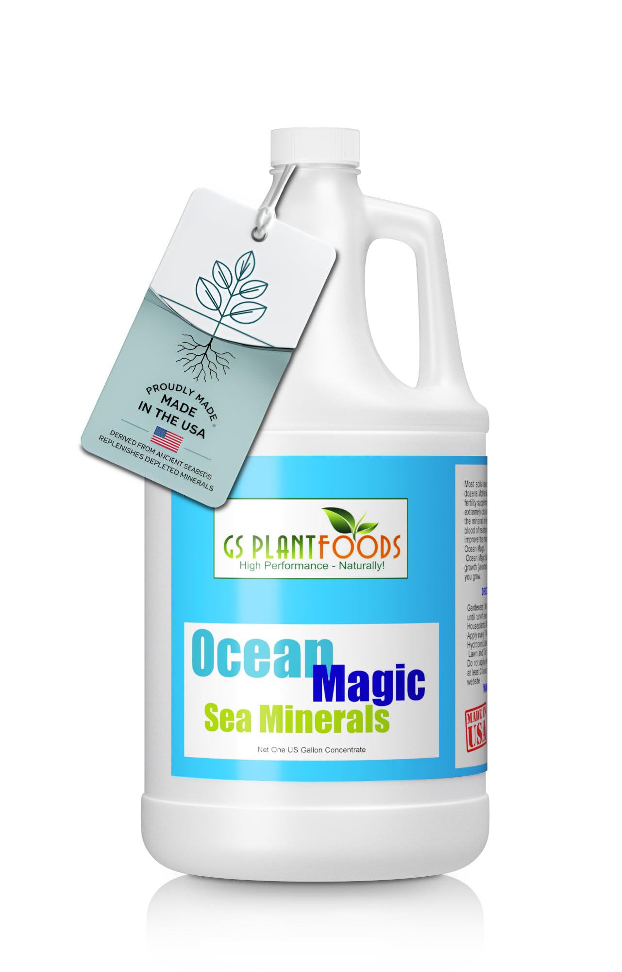 GS Plant Foods Ocean Magic Sea Mineral Fertilizer (1 Gallon) - Liquid Concentrate for Soil Mineral Health - Organic Sea Minerals for Lawns, Turf, Gardens & Houseplants | Boost Plant Growth & Revitalize Soil | Perfect for Indoor & Outdoor Gardening