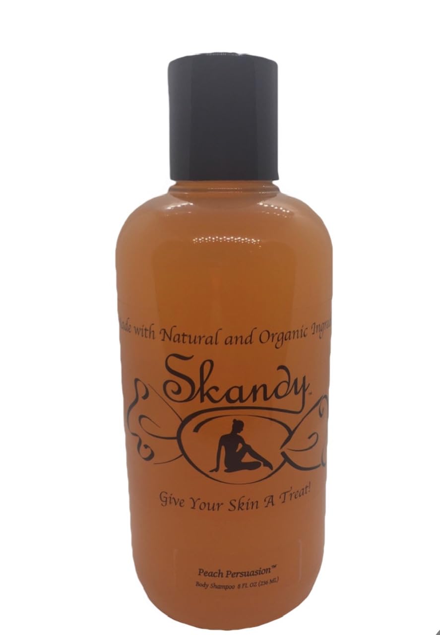 Peach Persuasion Skandy Body Shampoo - 8 oz Moisturizing Shower Gel for Soft Skin | Perfect for Daily Use, Spa Days & Gift Giving