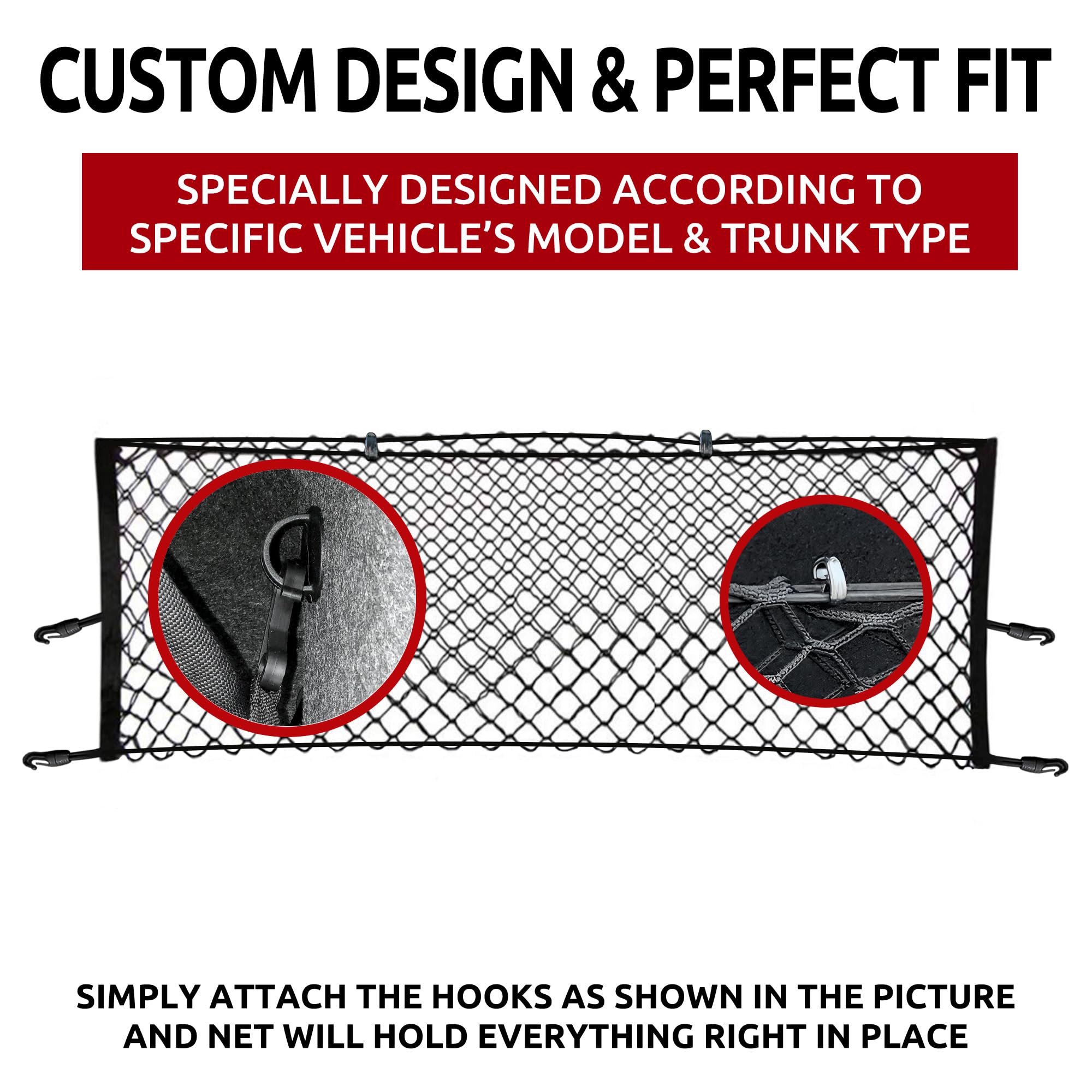 Premium Envelope Style Trunk Mesh Cargo Net for Dodge Charger 2011-2024 | Heavy-Duty Car Storage Organizer | Perfect for Groceries, Sports Gear & Travel Luggage | Universal Fit Sedan Accessories