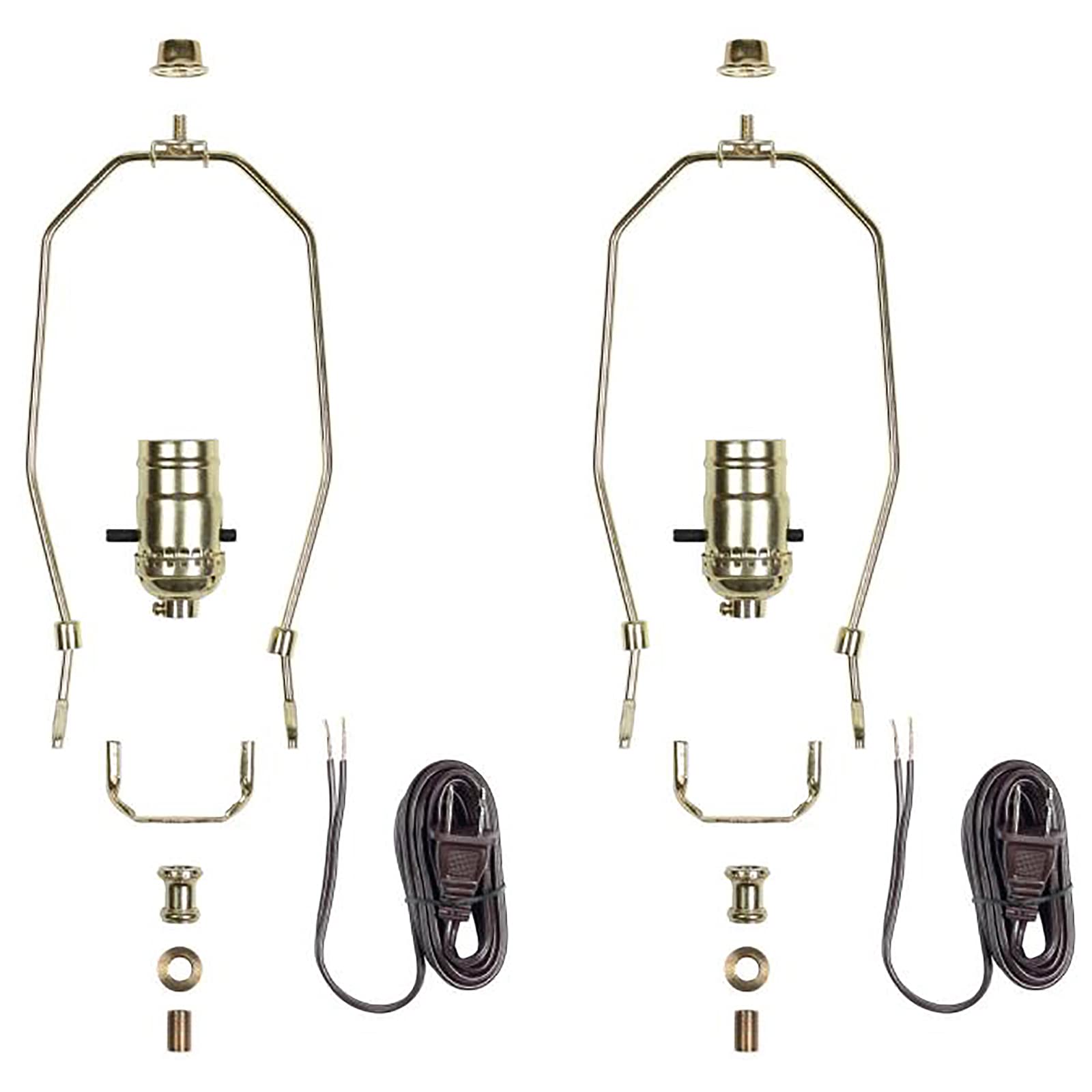 Ciata Lighting Push Through Socket Lamp Making & Repair Kit – 2 Pack, 250V Metal Standard Bulb Base, 150W Max, 10-inch Detachable Brass-Plated Harp – Perfect for DIY Table Lamp Repair & Crafting Projects