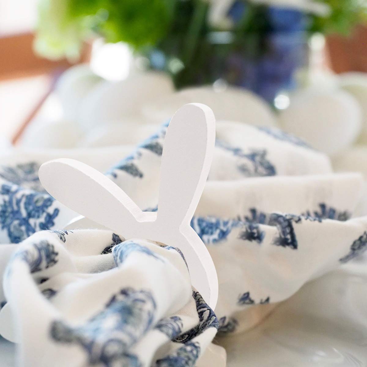 8-Piece Wooden Bunny Napkin Rings Set - Easter Rabbit Ear Napkin Holders for Table Decor, Dinner Parties, Weddings & Holiday Celebrations - Perfect for Spring Gatherings and Festive Occasions