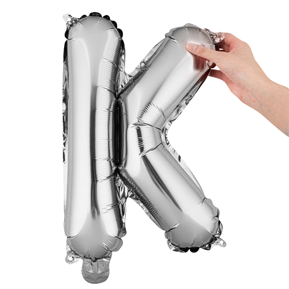 Balloonify Silver Mylar Letter K Balloon - 16 Inch Large Alphabet Foil Balloon for Birthday Party Decorations, Baby Shower, Graduation & Wedding Celebrations