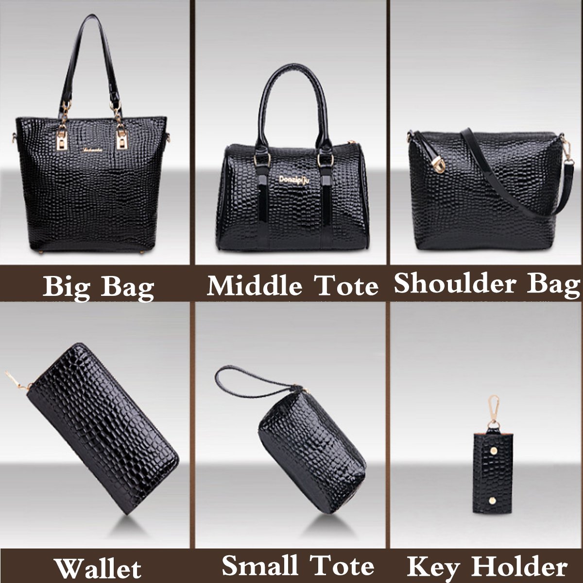 6-Piece Women's Handbag Set - Clutch, Top Handle, Tote, Satchel & Crossbody Bag with Wallet | Perfect for Work, Travel & Everyday Use