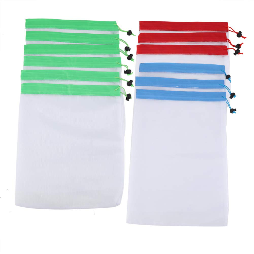 Weiyirot Small Drawstring Bags - 12 Pack Mesh Pouches for Organizing Toys, Jewelry, Fruits & Vegetables | Reusable Storage Bags for Travel, Home & Party Favors