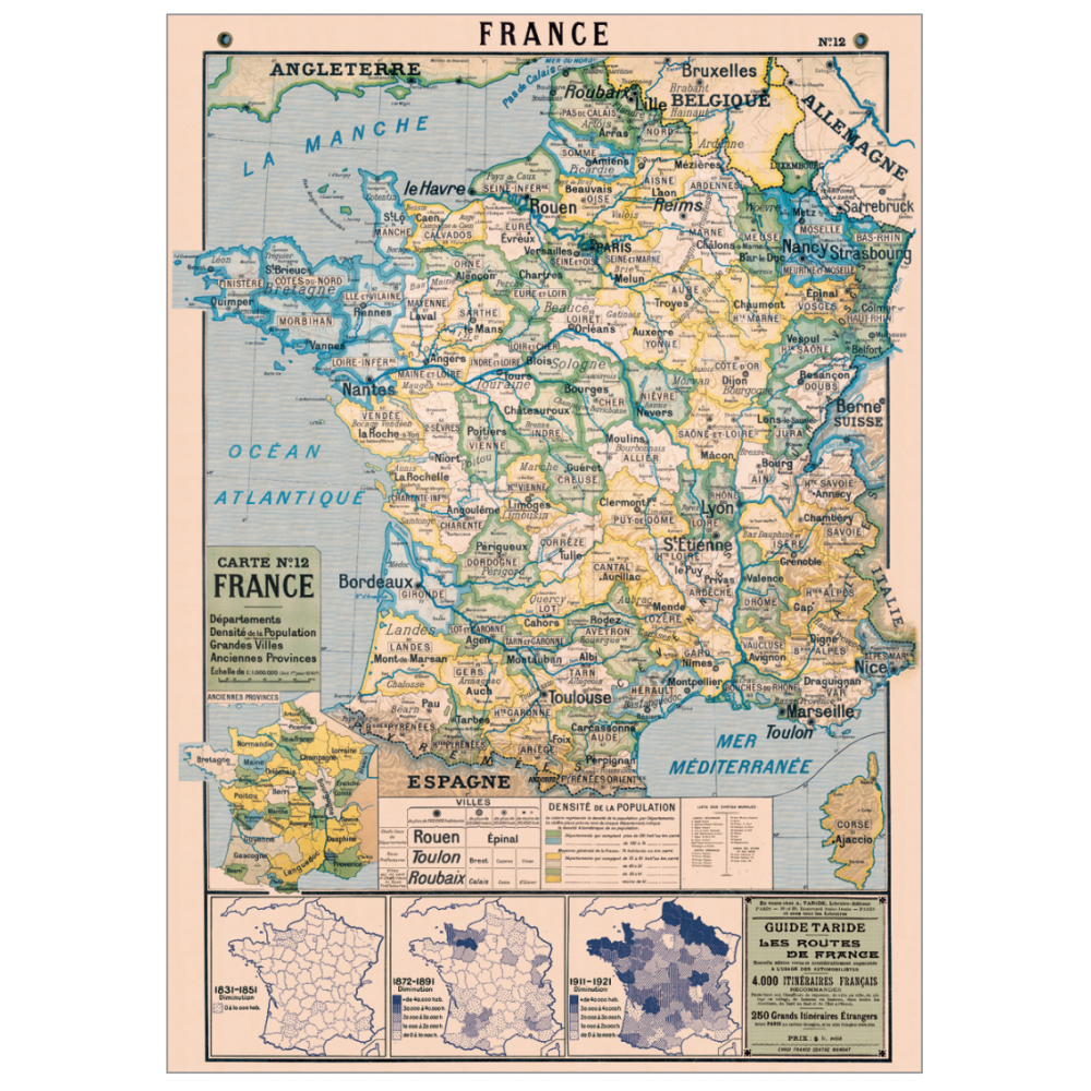 France Map Wall Art - Vintage Travel Poster for Home & Office Decor - Perfect for Living Room, Bedroom, or Gift Idea