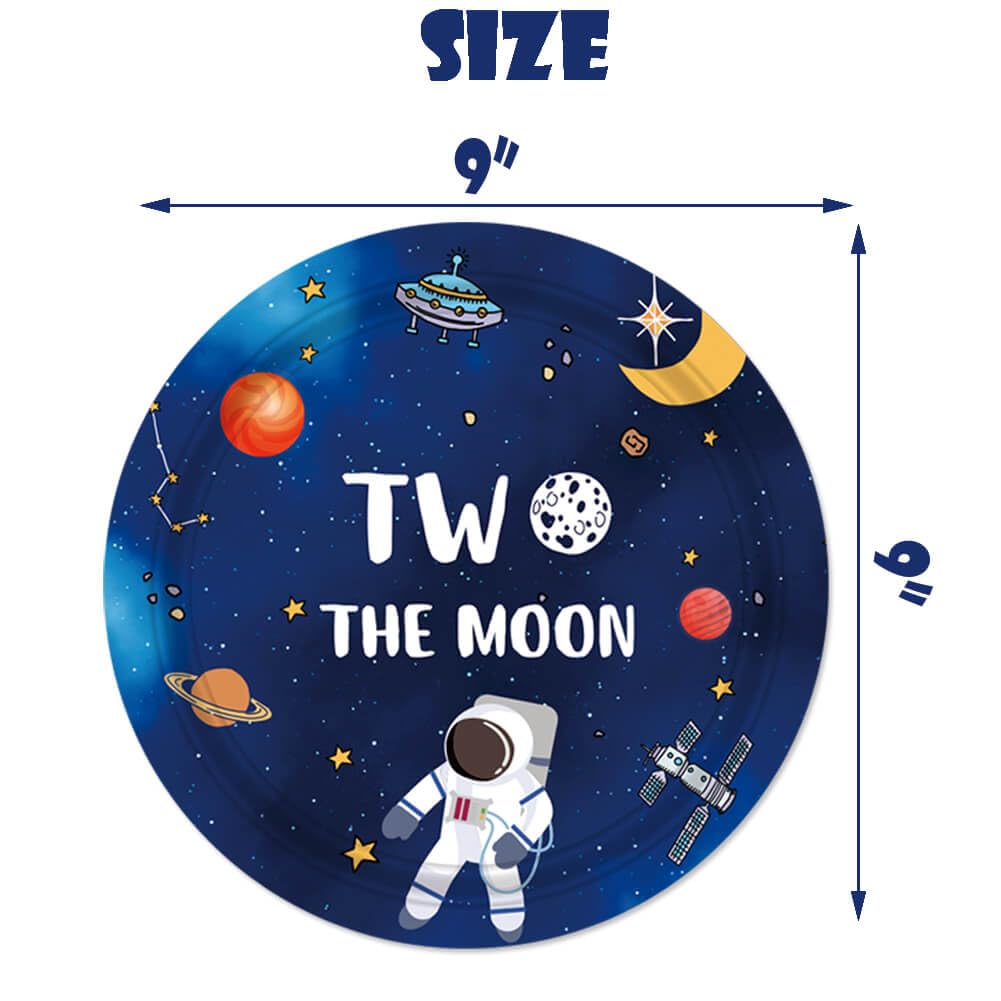 71 Pcs Outer Space Themed Birthday Party Supplies - Moon Decorations, Astronaut Tablecloth, Flatware Set (Spoons, Forks, Knives), Plates & Napkins for Boys 2nd Birthday | Perfect for Space-Themed Parties, Baby Showers & Cosmic Celebrations