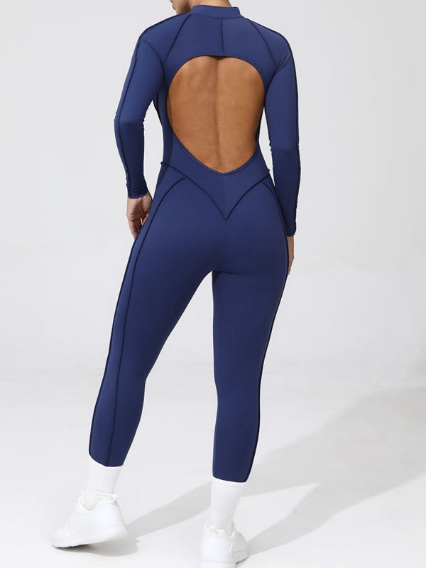 ZASUWA Women's Sexy Backless Zipper Scrunch Bum Jumpsuit - Stretchy Bodycon Romper for Clubwear, Night Out & Date Night