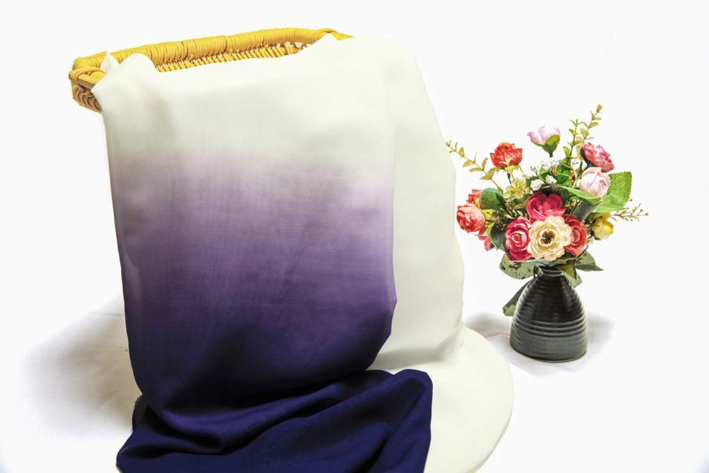 DJBM 59'' Sheer Gradient Chiffon Fabric - Wedding Arch Draping, Ceremony Decor, Table Skirt DIY (Purple/White, 100 Yards) - Perfect for Wedding Receptions, Bridal Showers & Home Decor