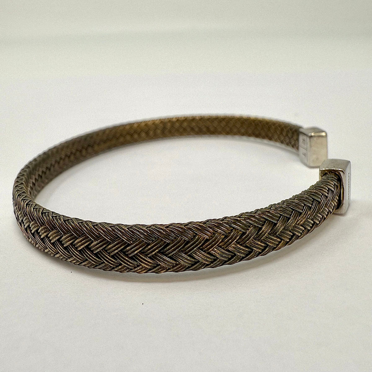 Tateossian Sterling Silver and Copper Weave Men's Cuff Bracelet - Elegant Handmade Jewelry for Gifts, Weddings & Special Occasions