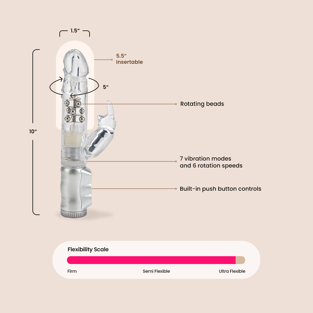 Jack Rabbit® Waterproof G-Spot Vibrator - 3 Rows of Rotating Beads & Powerful Vibration for Intense Stimulation | Perfect for Couples Play & Solo Pleasure | Adult Sex Toy for Women