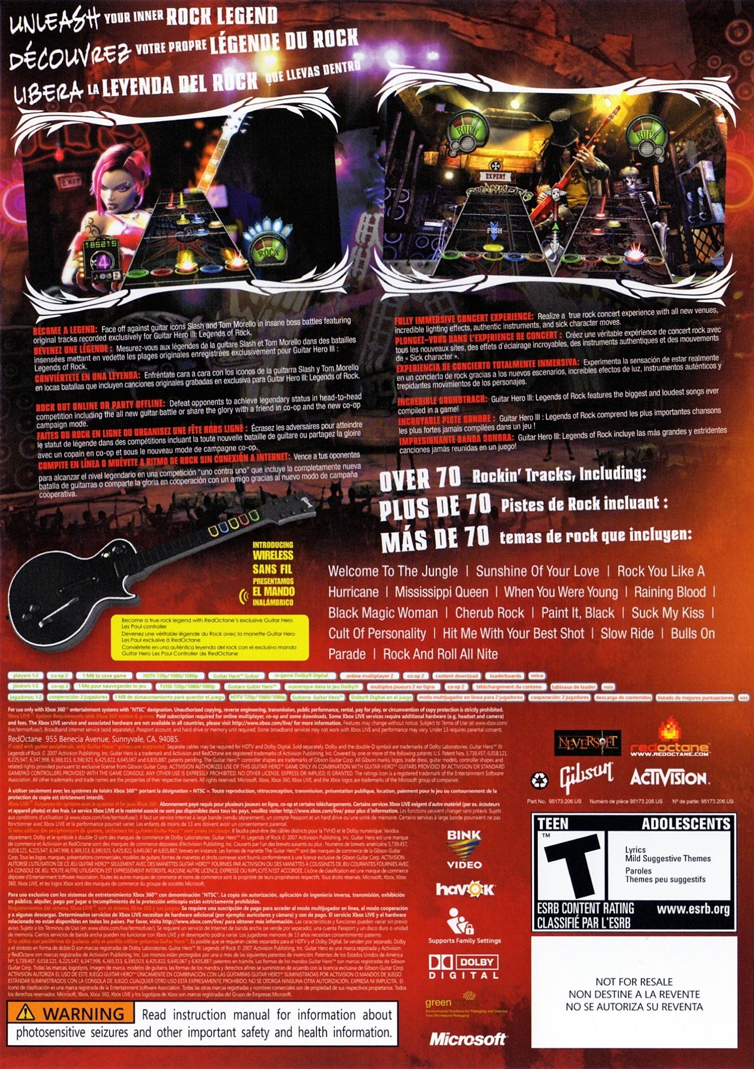 Guitar Hero III: Legends of Rock - Wireless Guitar Controller Bundle for PlayStation & Xbox | Rock Band Video Game Accessories for Parties & Family Game Nights