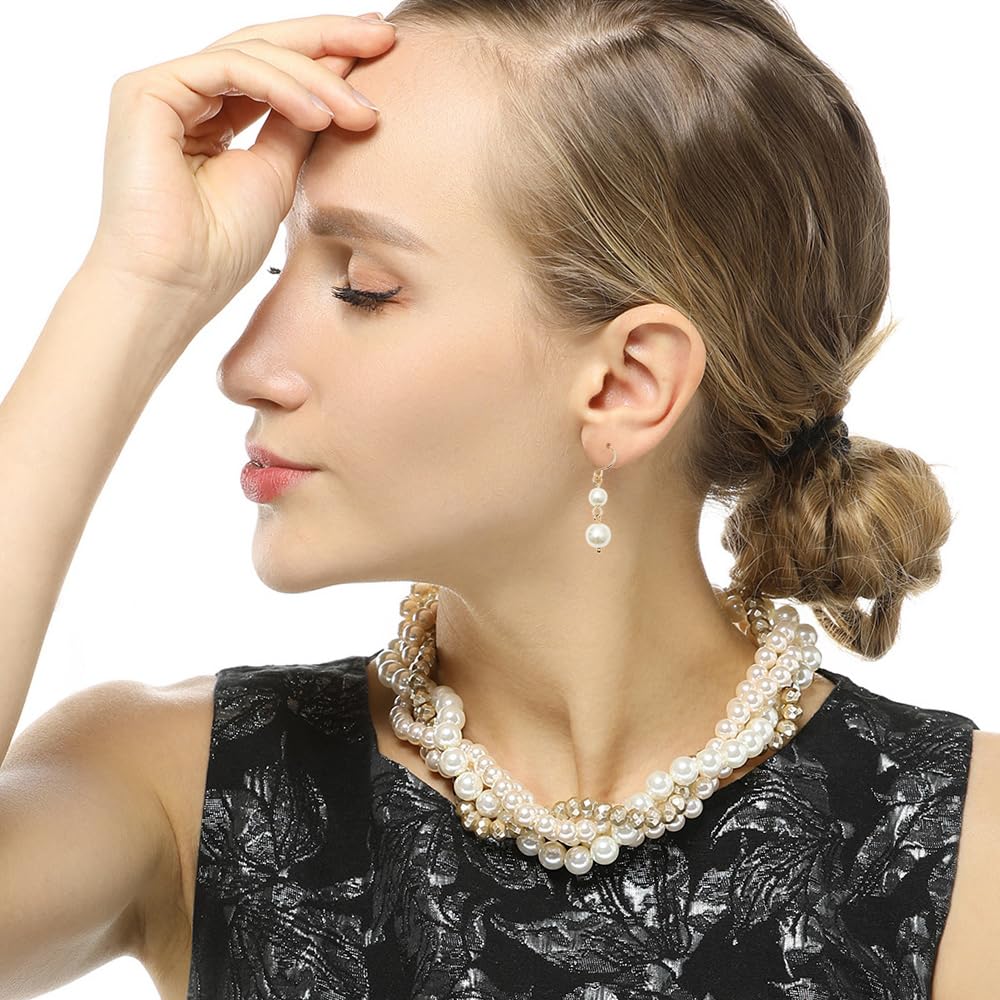 Elegant Gold Statement Necklace Set for Women - Aesthetic Collar Necklace & Earrings | Bridal Party Jewelry, Wedding Accessories & Evening Wear Fashion