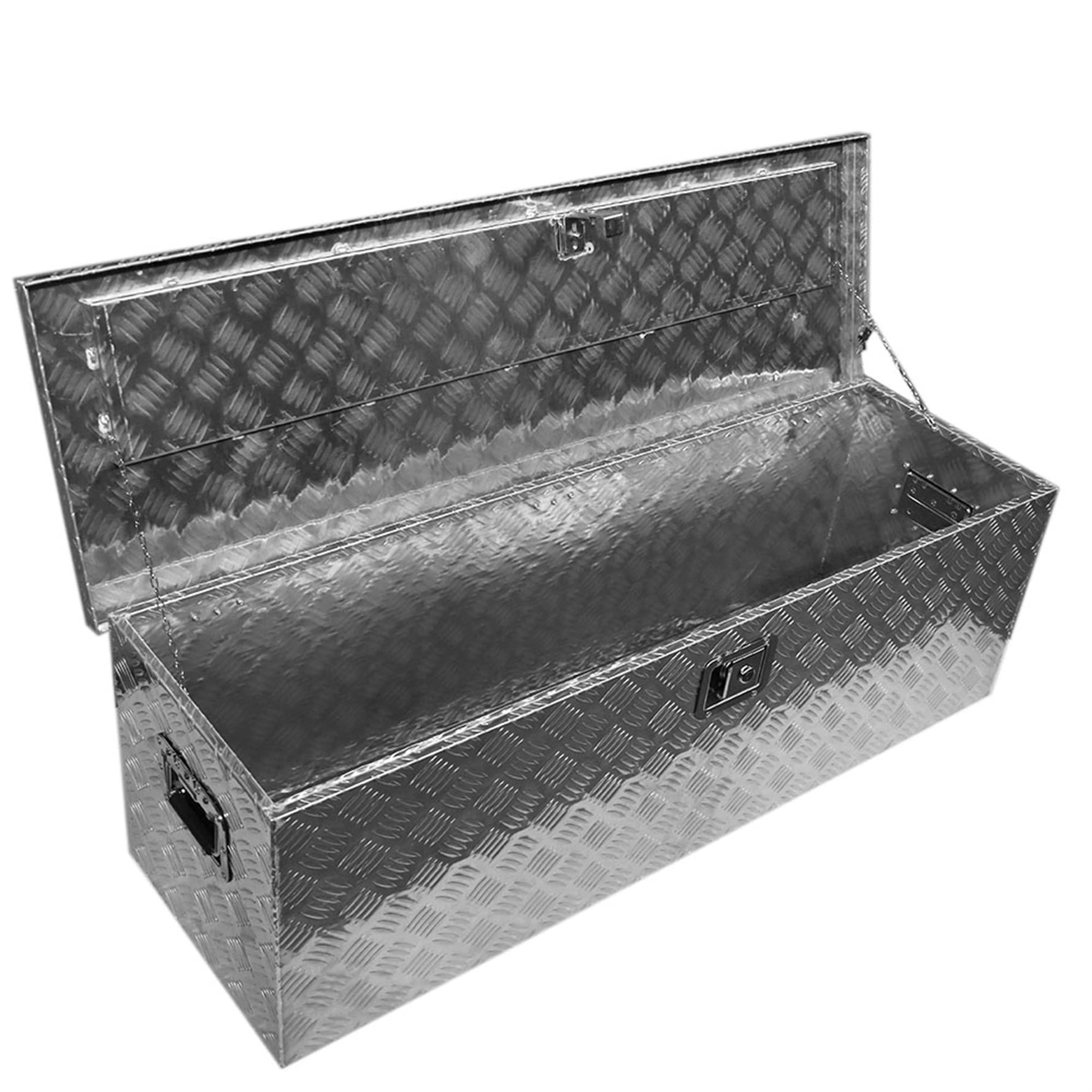 49 Inch Aluminum Underbed Tool Box with Lock & Key - Heavy Duty Storage for Flatbed Trucks, Campers, RVs - Secure Organization for Tools, Equipment & Outdoor Gear