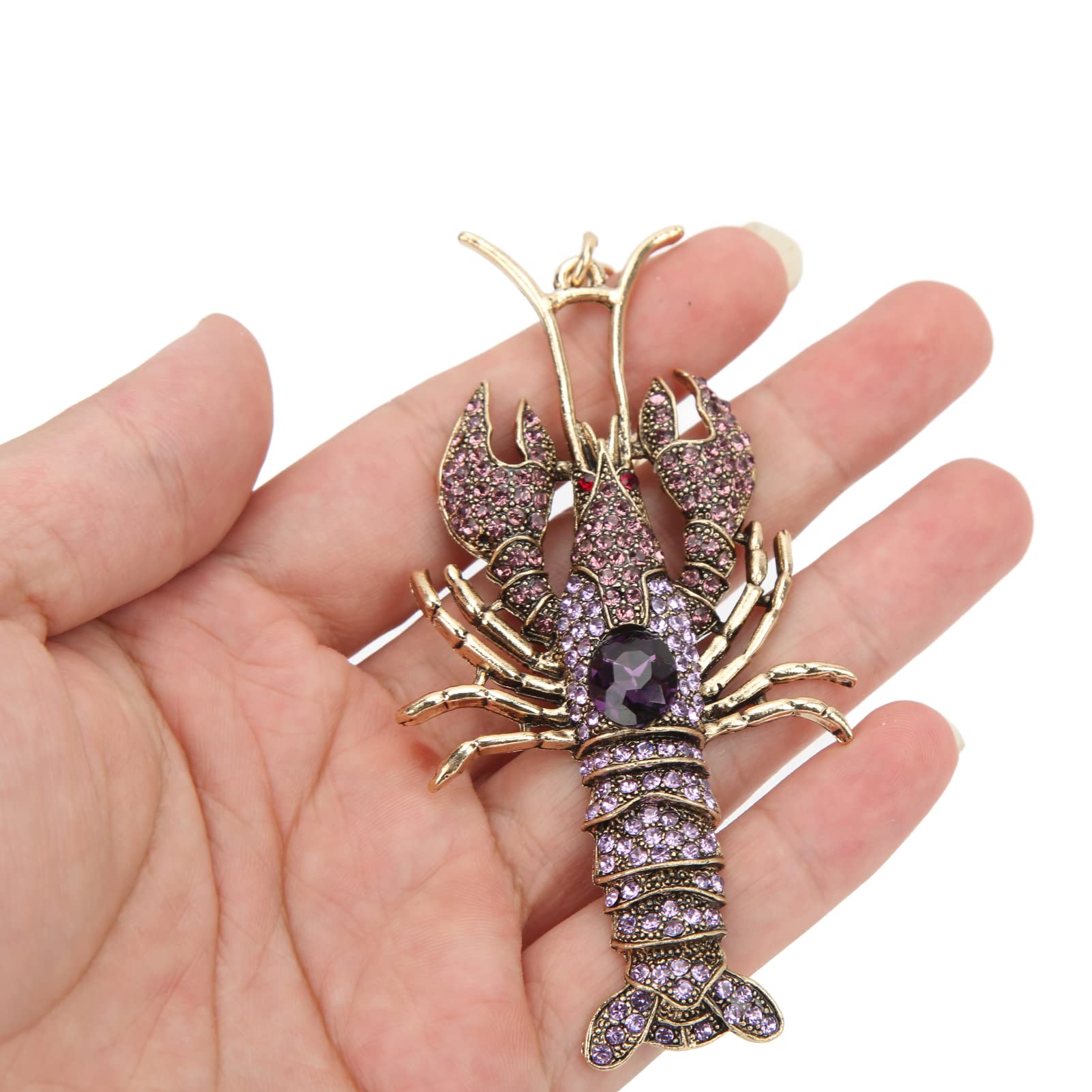 Sparkling Rhinestone Lobster Keychain for Women - Elegant Silicone Keyring Bracelet with Alloy Pendant - Perfect for Backpacks, Wallets, Handbags & Purse Accessories (Purple) - Great Gift for Beach Lovers & Seafood Enthusiasts