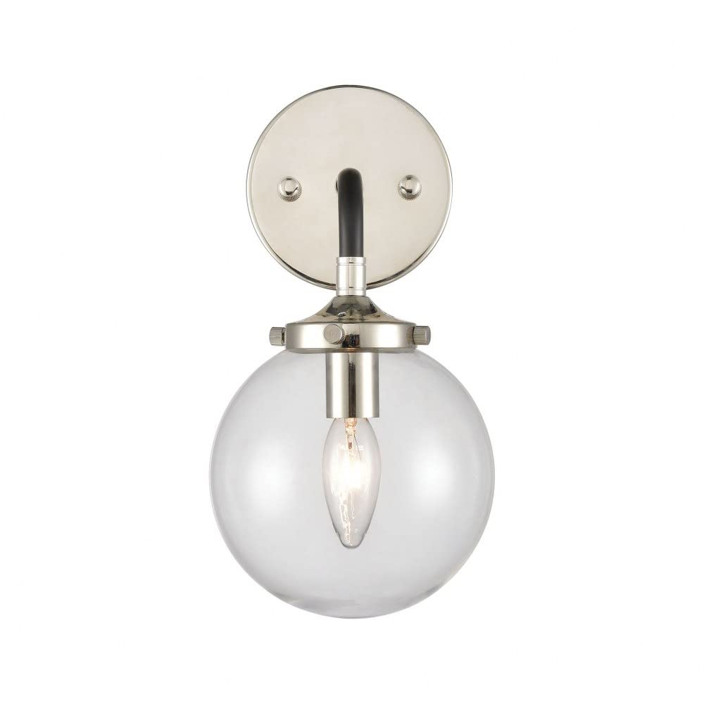 Elk Home Boudreaux 1-Light Wall Sconce - Matte Black Finish with Clear Glass, Modern Contemporary Lighting for Bedroom, Bathroom, or Hallway