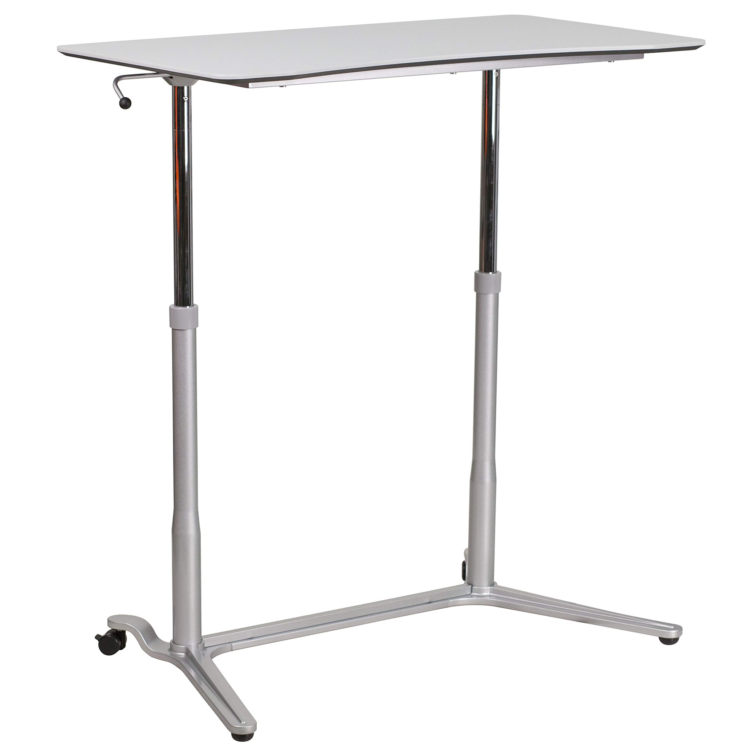 Ergonomic Adjustable Sit Stand Desk - Light Gray Height Adjustable Computer Workstation for Home & Office - Perfect for Remote Work, Gaming & Study