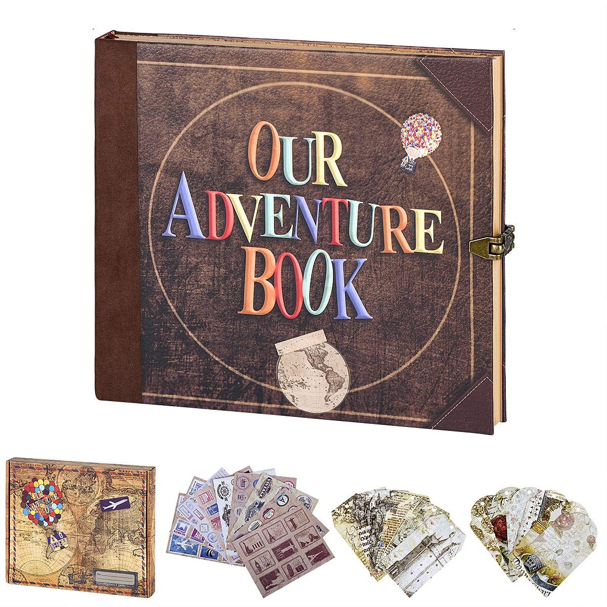 Our Adventure Book - Vintage Scrapbook & Travel Journal for Memories, Retro Keepsake Diary for Travel, Retirement, Anniversary, Guestbook | Perfect for Documenting Adventures, Preserving Memories & Special Occasions