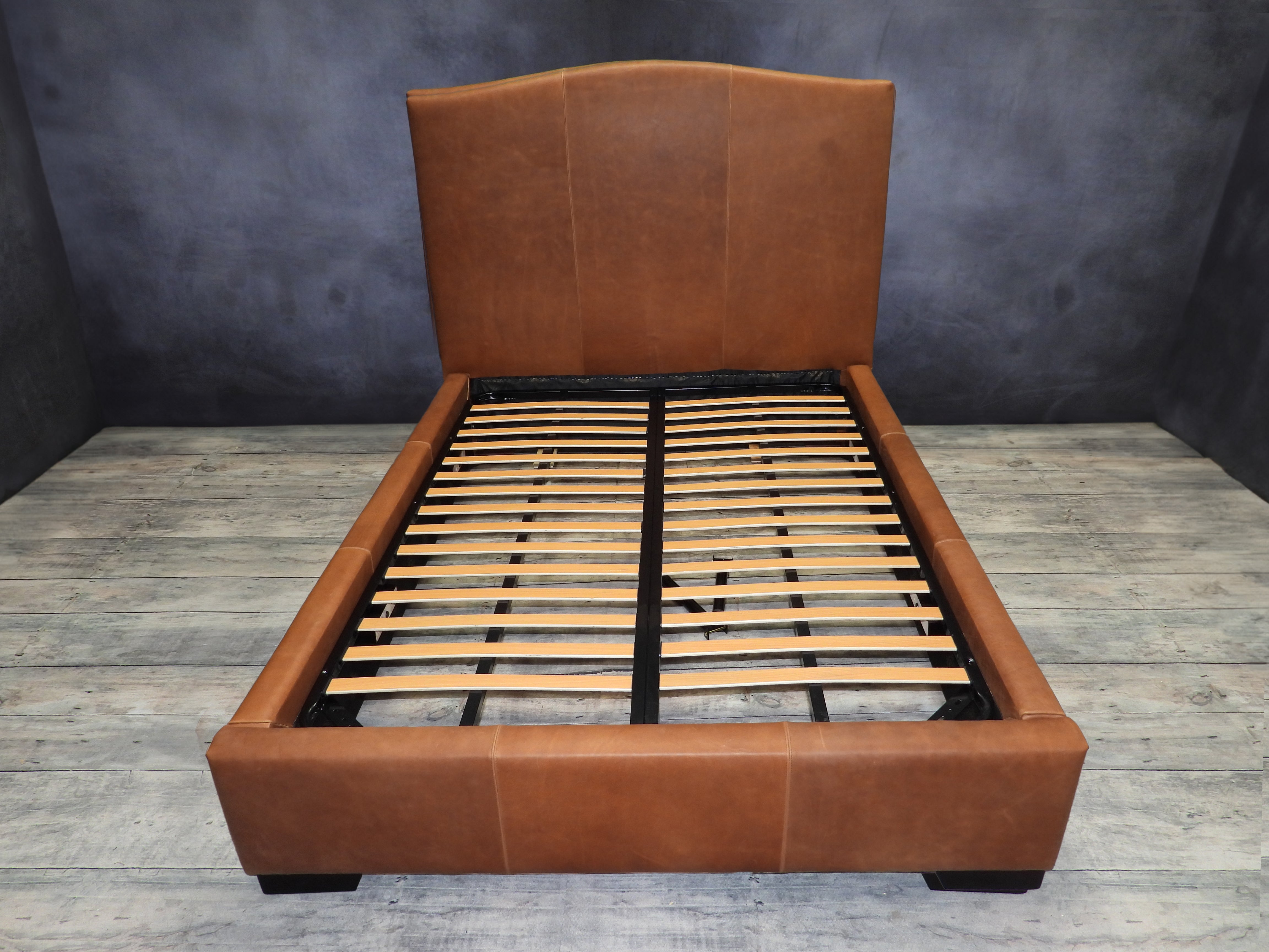 Premium Genuine Leather Bed Frame - Queen Size Turner Leather Bed with Upholstered Headboard - Modern Luxury Bedroom Furniture for Master Suite & Guest Room
