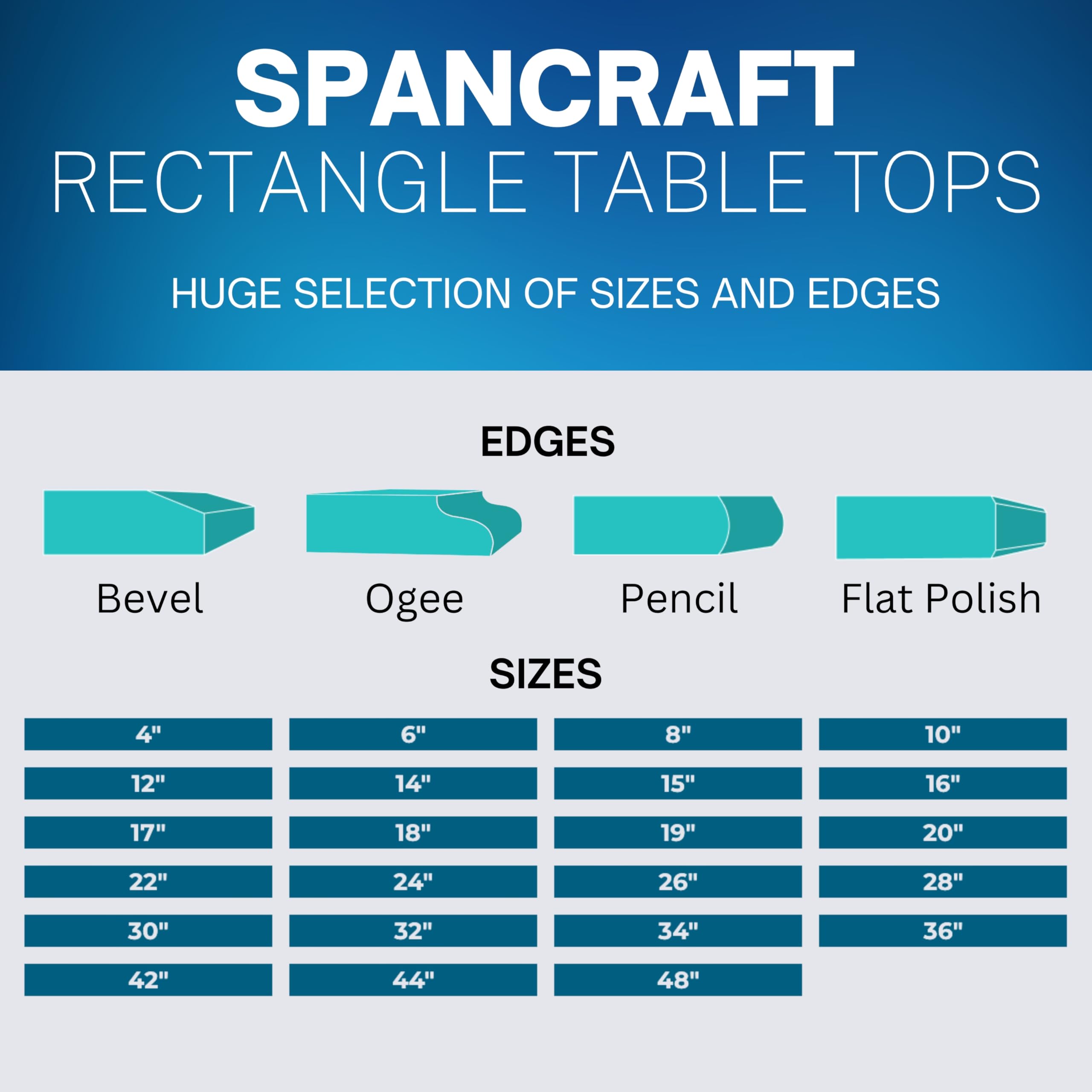 Spancraft 32x60 Inch Clear Tempered Glass Table Top - 3/8